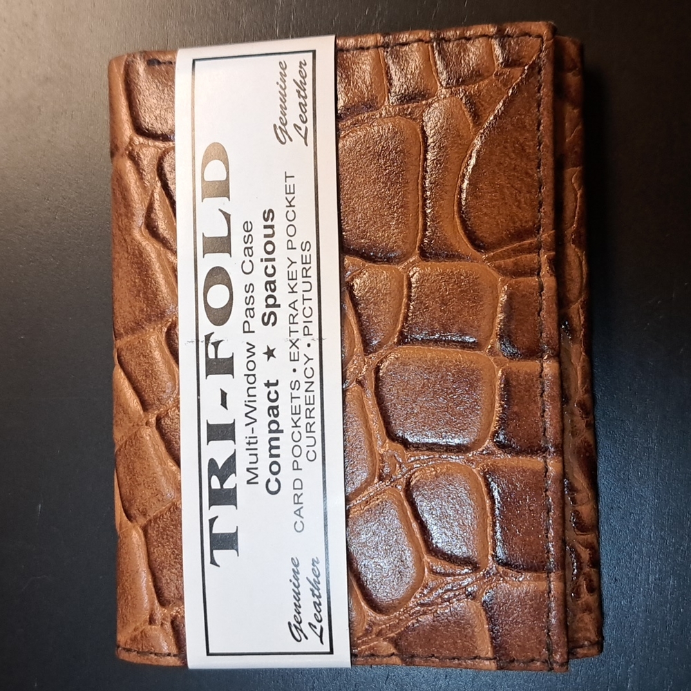 Leather Wallet, Brown Textured, Tri-fold